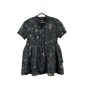 Disturbia Black Gothic Print Tiered Mini Dress Size (US 16 / UK 20 / EU 48)